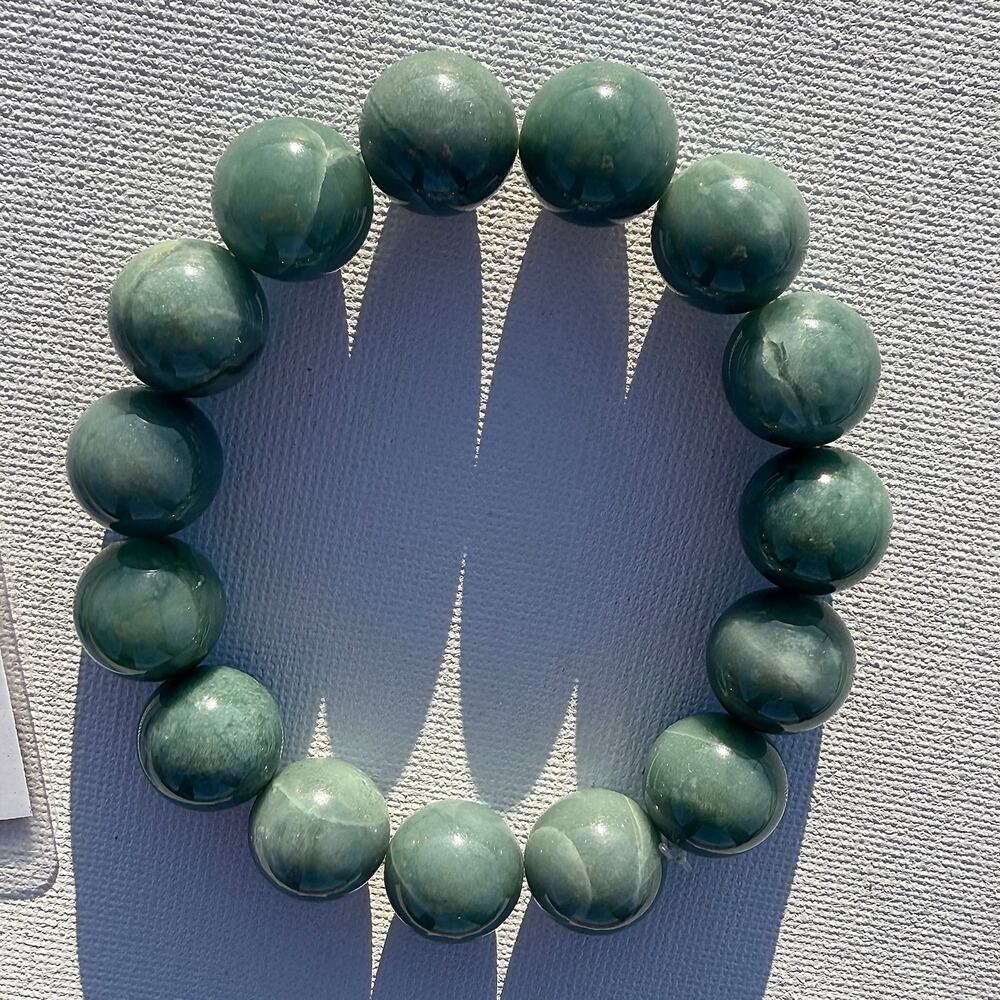 Certified Natural Type A Burmese Jadeite Large Bead Bracelet